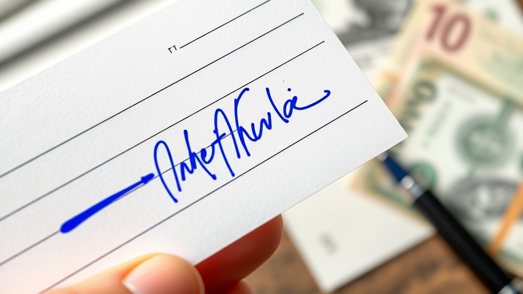 blue ink check signature