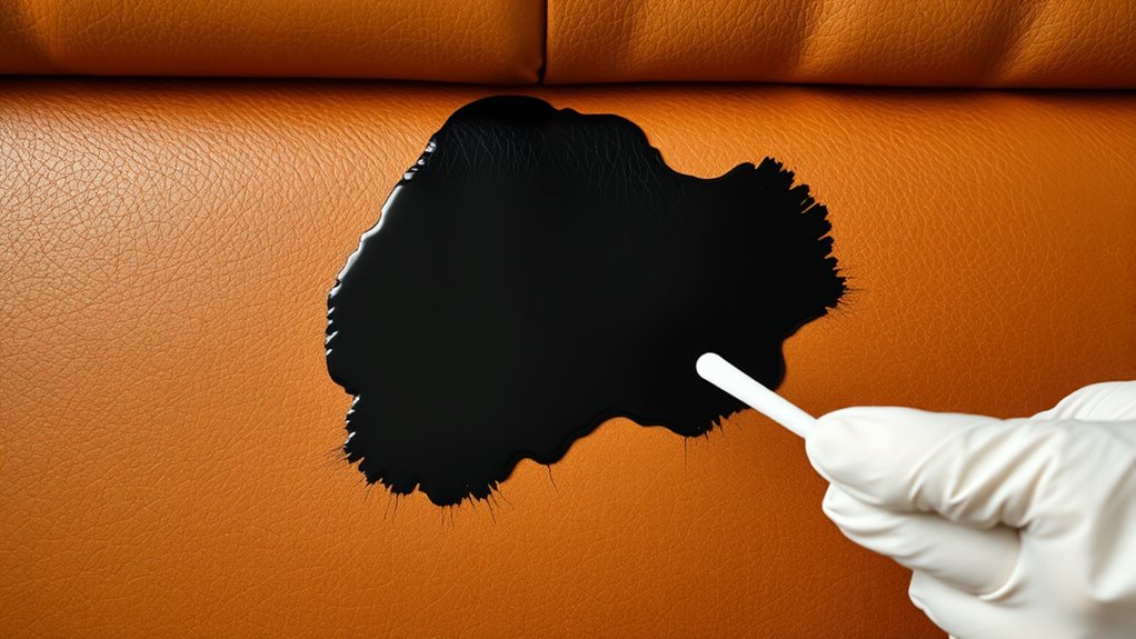 ink deeply penetrates leather