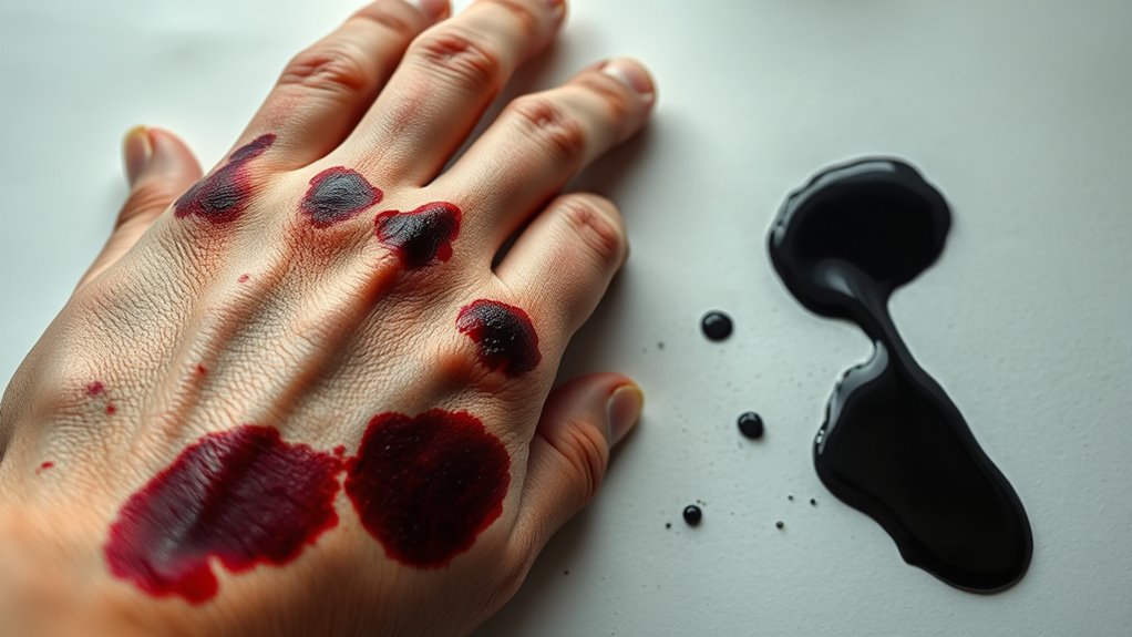 stained skin and tongue